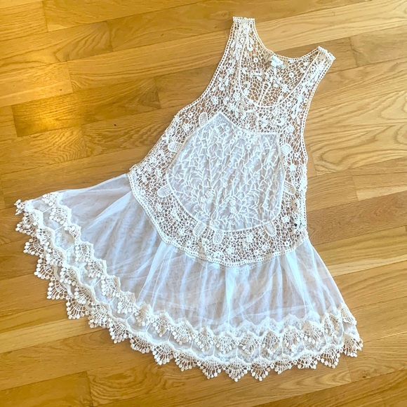 Dresses Delicate Crochet And Mesh Sheer Beach Cover Dress Poshmark